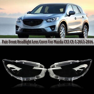 Pair For Mazda CX5 CX-5 2013 2014 2015 Clear Headlight Lens Headlamp Shell Cover