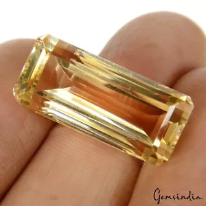 Flawless Natural Citrine 21.10 Ct. Emerald Cut Loose Unheated Brazilian Gemstone - Picture 1 of 7