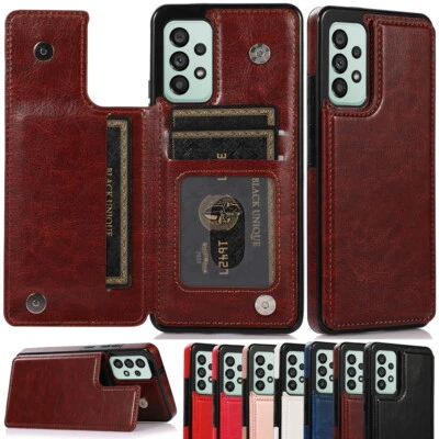 皮革卡槽钱包式外壳 保护套 支架 适用于三星 Galaxy A13 A33 A53 A73 — 第 1/4 张图片