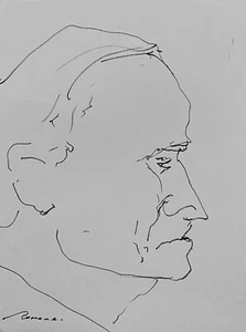 1970 Erika Ritratto romano in profilo disegno artista lettone - Foto 1 di 2