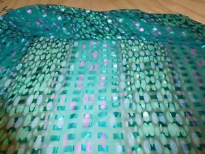 Sheer Geometric Print, Teal w/ purple, blue & silver Highlights, 2 1/2 YD x 42" - Picture 1 of 1