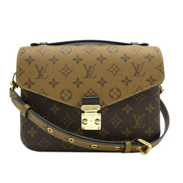 Louis Vuitton Pochette Metis Shoulder Bag Brown Leather Monogram Reverse Coated