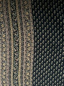 NWT 100% Silk Crepe Saree (RITU KUMAR Style) Black Olive & Beige Floral Print