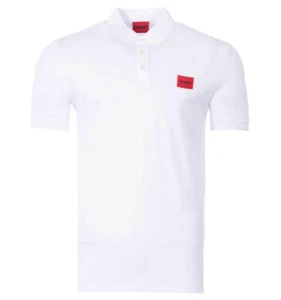 HUGO Herren Poloshirt Dereso rot HUGO Logo Rohstoff Kragen Polo in weiß - Bild 1 von 8