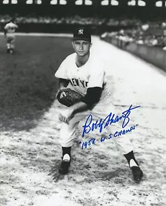 Bobby Shantz 1958 campione del mondo New York Yankees firmato 8x10 foto certificato di autenticità - Foto 1 di 1