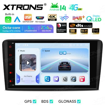 XTRONS 8" Android 14 Autoradio DSP 4K 8G+256GB GPS HiFi DTS HDMI für Audi A3 8P - Bild 1 von 4