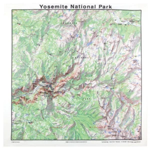 Printed Image Yosemite National Park Bandanna 22" x 22" Topographical Map - Picture 1 of 1
