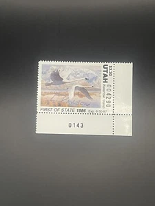 1986 UTAH Schild Nummer Single State Entenstempel - neuwertig OG NH - Künstler signiert - Bild 1 von 2