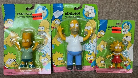 VTG 1990 Simpsons JESCO Bendable Action Figures Homer Bart Lisa  NEW Cover