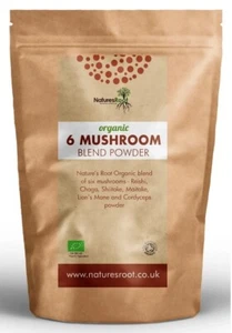 Organic 6 Mushroom Blend Powder - Reishi Chaga Cordyceps Maitake Shiitake Lions - Picture 1 of 7