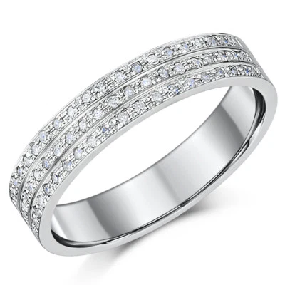 4.5mm 9ct White Gold 0.30ct Diamond Wedding Ring Flat Court Shaped UK Hallmarked - Image 1 of 4