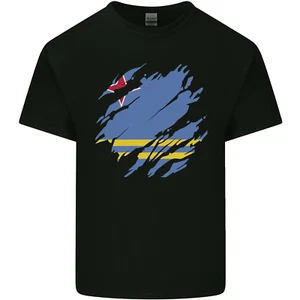 Torn Flag Aruba Mens Cotton T-Shirt Tee Top - Picture 1 of 19