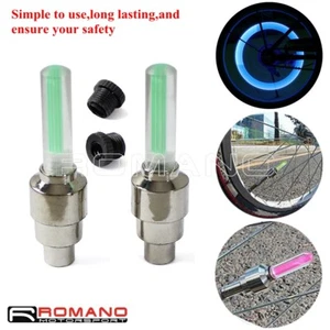 Pair LED Tire Flash Light Cycling Bicycles Motorcycles Wheel Rim Valve Cap Lamps - Picture 1 of 6