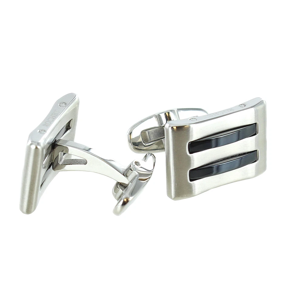 Rochet Roma Black Relief Modern Design Mens Stainless Steel Elegant Cuff Links Foto 1 de 1