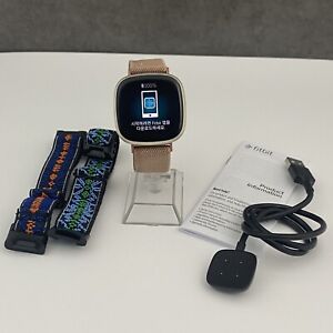 Fitbit Versa 3 Health Fitness Smartwatch Soft Gold Watch GPS 3 Straps