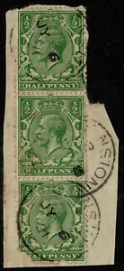 Ascension 1912 1/2d Verde SGZ39 CDS Striscia Usata di Tre Gatti. £255,00+ - Foto 1 di 1