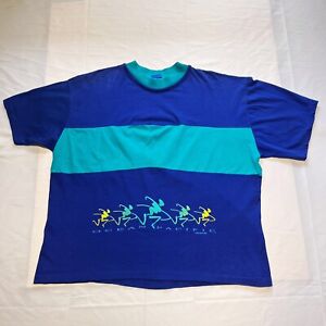 Vintage Ocean Pacific Mens 80s Puff Print Striped Surf Summer Beach T-Shirt XL