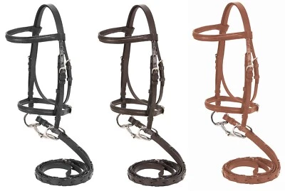 EQUITARE BY TOUGH 1 Pony English Bridle and Reins - All Leather - Black - Brown or Medium Chestnut