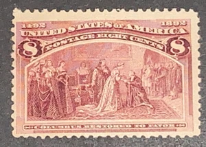 Travelstamps: 1893 US Stamps Scott # 236, Restored to Favor, 8 cents, Mint, Og H - Picture 1 of 5