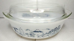 Agee Pyrex Opal 'Willow' Round 3-Pint Casserole Dish with Lid [O-CR300] - Picture 1 of 15
