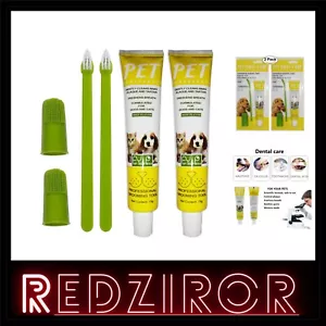 Dental Care Set: 2 Pet Toothbrushes and Edible Beef Toothpaste for Dogs & Cats - Picture 1 of 8
