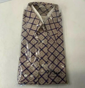 Vintage Rusty Stover Purple Floral Men's Button Down Shirt Sz S 14.5 NEW - Picture 1 of 3