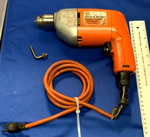 Black Decker 7190 Corded Drill Orange Variable Speed Reversing 3/8” w/chuck - Picture 1 of 8