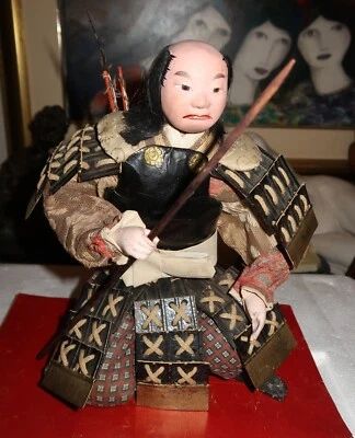 Boneca guerreira samurai japonesa antiga do período Edo - Kato Kiyomasa - Musha Ningyo - Imagem 1 de 4