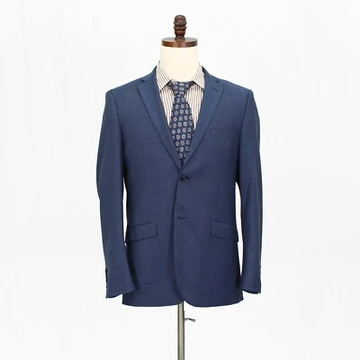 Perry Ellis 40R Blue Sport Coat Blazer Jacket Solid 2B Wool - Image 1 of 4