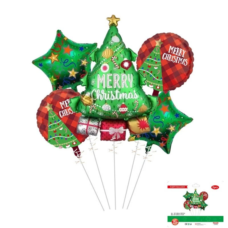 5pcs Christmas Tree Foil Balloon Set Party Supplies Christmas XMAS Decoration - image 1 of 3