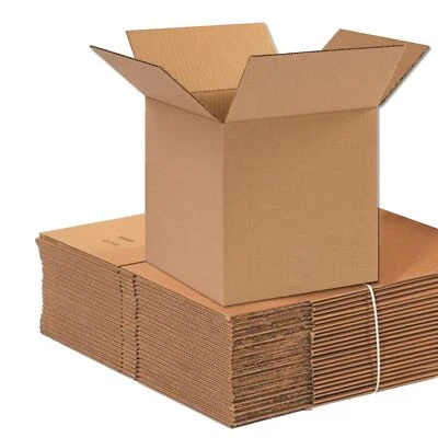 25 Pack 10x10x10 Heavy Duty Kraft Shipping Boxes 65 lbs Capacity Recyclable - Image 1 of 4