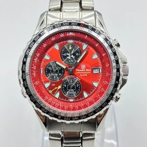 Citizen Thunderbird Chronograph Fliegeruhr rotes Zifferblatt Quarz 1,69 Zoll selten - Bild 1 von 24