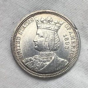 1893 Isabella Columbian Exposition 25C Quarter Classic Commemorative Silver Coin - Picture 1 of 5
