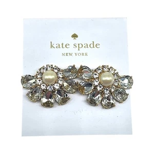 Pendientes Kate Spade Tono Dorado Cristal Imitación Perla Racimo Facetado Lágrima - Imagen 1 de 6