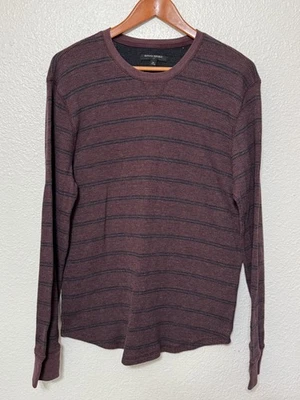 Camisa Banana Republic Para Hombres XL Granate Rayas Tejido Gofre Manga Larga Capas Foto 1 de 4