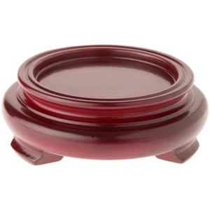 Plymor Red Round Wood Veneer Footed Display Base, 3" W x 3" D x 1.25" H - Picture 1 of 1