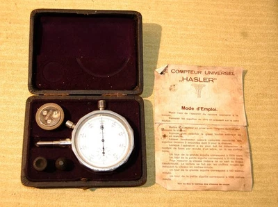 TRES BEL ÉTAT .TRES ANCIEN COFFRET DE MESURE .COMPTEUR HASLER .COMPLET.+ NOTICE - Photo 1/4