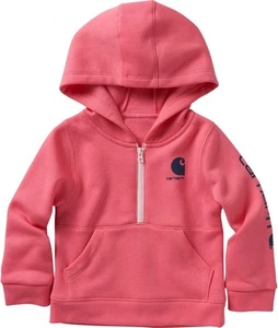 Carhartt Girls' Long-Sleeve Half-Zip Hooded Sweatshirt 2T, Pink Lemonade - Picture 1 of 3