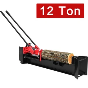 12 Ton Hydraulic Log Splitter Wood Cutter Manual Log Splitter w/ Built-in Wheel - Picture 1 of 6