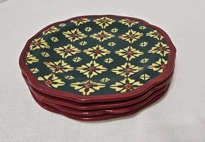 NWT Set Of 4 Pioneer Woman Vintage Geo Stoneware Salad Plates Scalloped 8 1/2" - Picture 1 of 15