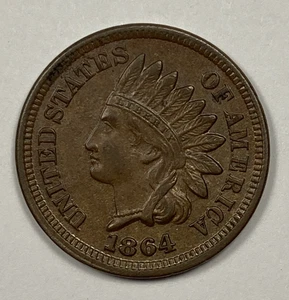1864 Indian Cent .01. Bronze Super Choice AU. - Picture 1 of 6
