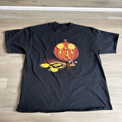 Vintage Disney Mickey Halloween Glow in the Dark Pumpkin T-Shirt XL - Image 1 of 4