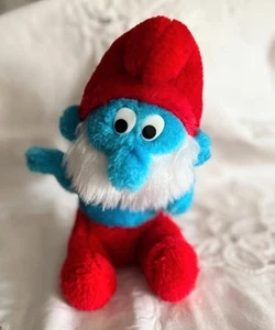1981 Mini Peluche Papà Puffo Peluche Alto 8" Wallace Berrie Peyo Taiwan - Foto 1 di 8