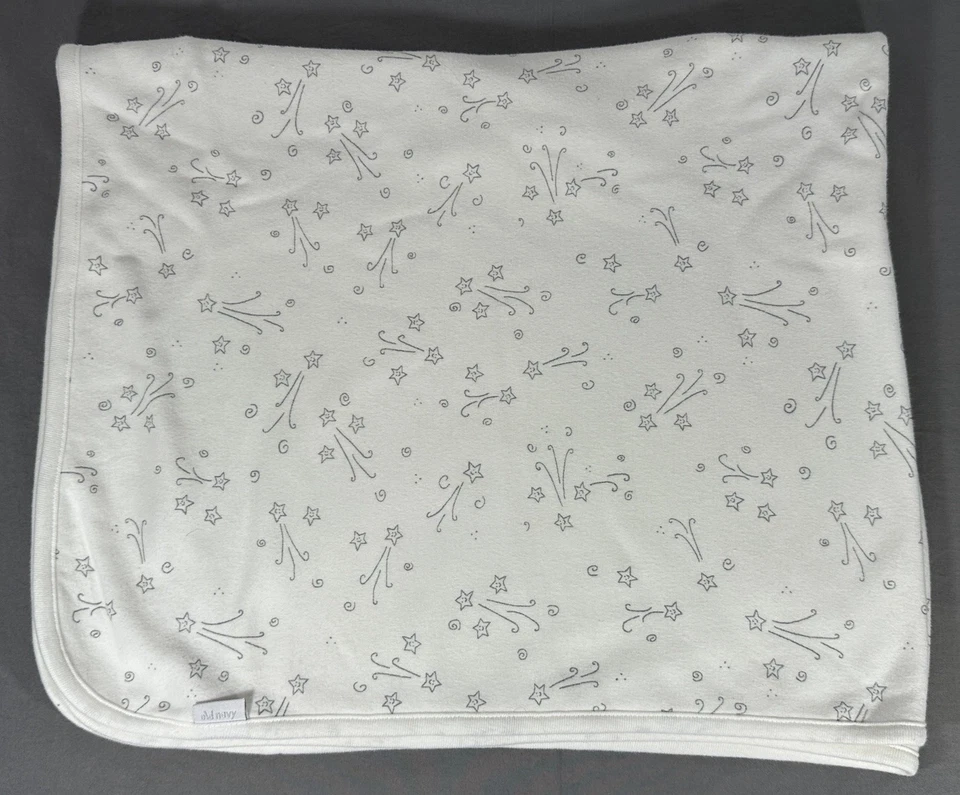 Old Navy Shooting Star Knit Receiving Blanket White Gray Newborn One Size - Image 1 of 4