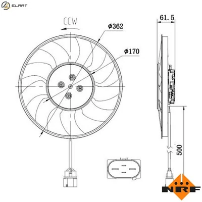 FAN ENGINE COOLING 47931 FOR DESA/DETA/DFVA/DETB/DFBA/DTPA 2.0L CYRB/CYMC 2.0L - Image 1 of 4