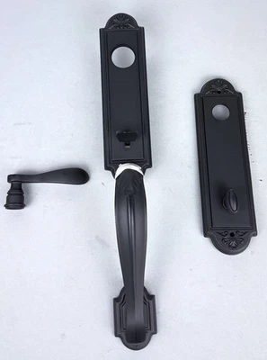 Baldwin Elizabeth Juego de manijas de entrada con llave de un solo cilindro de una pieza - negro satinado Foto 1 de 4