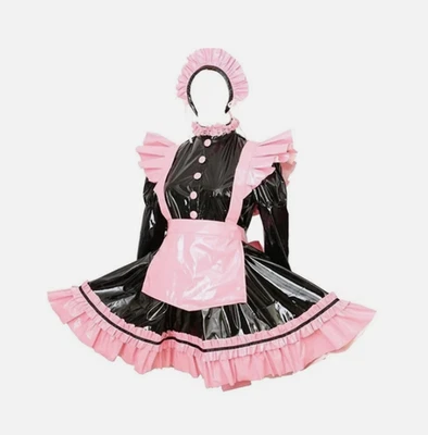 Vestido Sissy Niña Criada Negro PVC Bloqueable Cosplay Disfraz Personalizar Foto 1 de 4