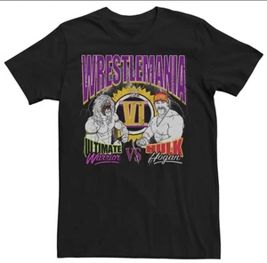 Men’s WWE Ultimate Warrior vs Hulk Hogan retro t shirt Sz Med Wrestlemania - Picture 1 of 2
