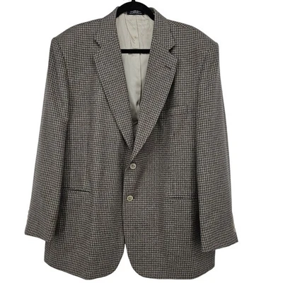Towncraft 46R Mens Sports Jacket Coat Blazer Houndstooth Wool Silk Blend Tan  - Image 1 of 4