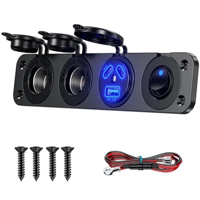 Panel Conmutador Marino Kewig 4 en 1, 12V 108W 3 Puertos USB C Salida Doble PD 45W y 18 Foto 1 de 4